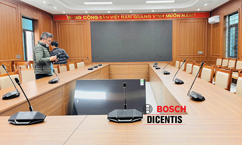Giải pháp hệ thống hội thảo  Bosch Dicentis không dây : Phòng họp hội nghị trực tuyến Mỏ Tuyển Đồng Sin Quyền Lào Cai (VIMICO)