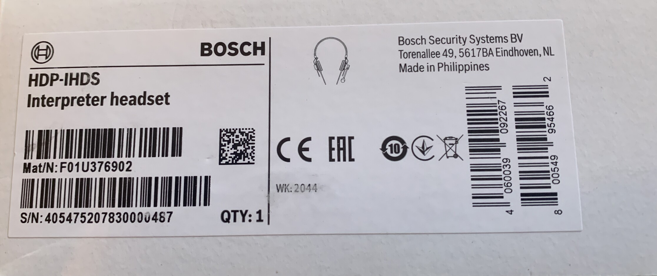 Bộ tai nghe kèm micrô thông dịch BOSCH HDP-IHDS