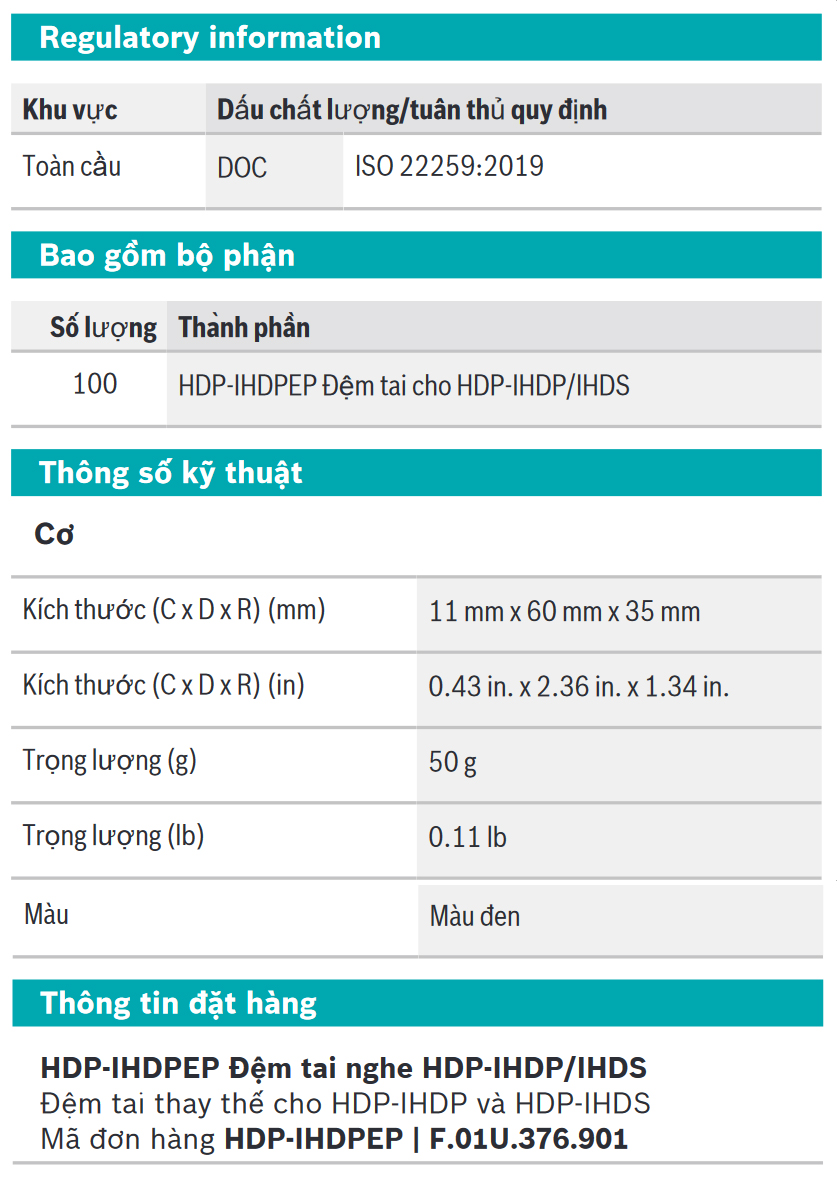 HDP-IHDPEP Đệm tai nghe HDP-IHDP/IHDS