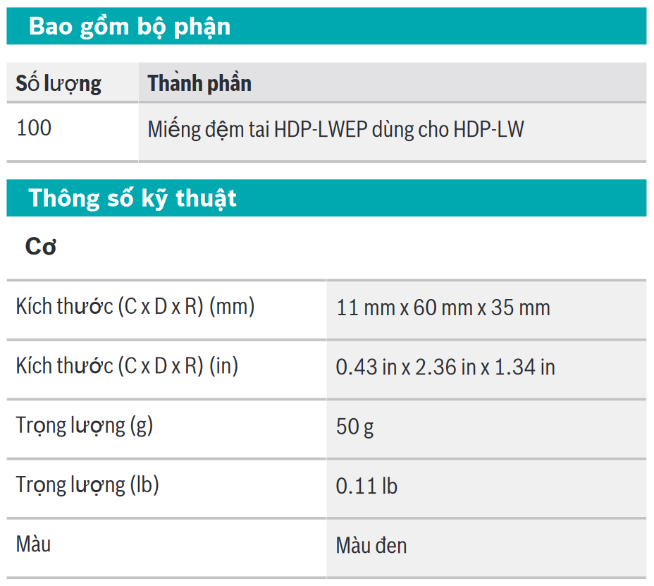 Đệm tai nghe BOSCH HDP-LWEP